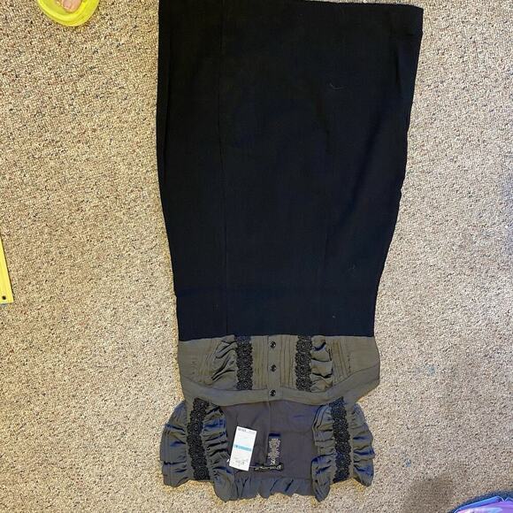 Y2K Grass Collection Milkmaid Dress SzS/5 Bodycon Ruffle Lace Black Zip Side New - Picture 5 of 9